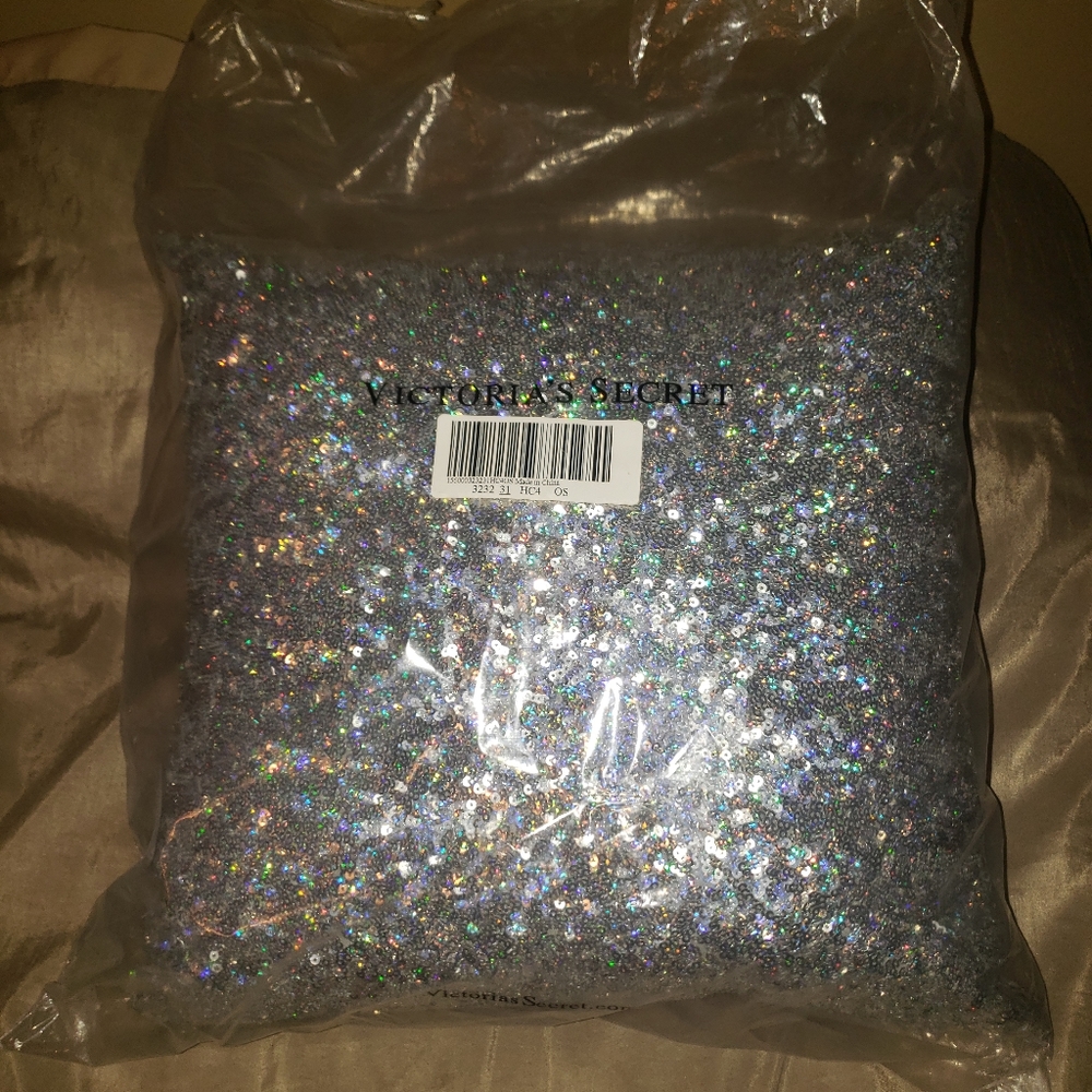 RARE HTF Victoria's Secret PINK snow leopard cheetah print sequin bling pillow - Picture 5 of 5